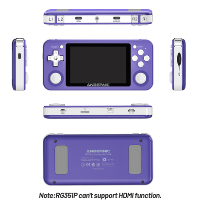 RG351P Handheld Game Console, Retro Game Console Open Linux System RK3326 Chip 64G TF Card 3.5 Inch IPS Screen 3500mAh Battery