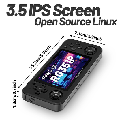 RG351P Handheld Game Console, Retro Game Console Open Linux System RK3326 Chip 64G TF Card 3.5 Inch IPS Screen 3500mAh Battery