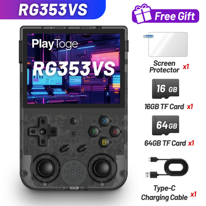 RG353VS Retro Handheld Game Console Linux System, 3.5 Inches IPS Screen 64G TF Card