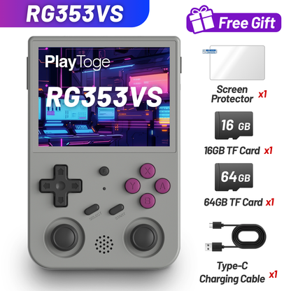 RG353VS Retro Handheld Game Console Linux System, 3.5 Inches IPS Screen 64G TF Card