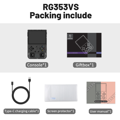 RG353VS Retro Handheld Game Console Linux System, 3.5 Inches IPS Screen 64G TF Card