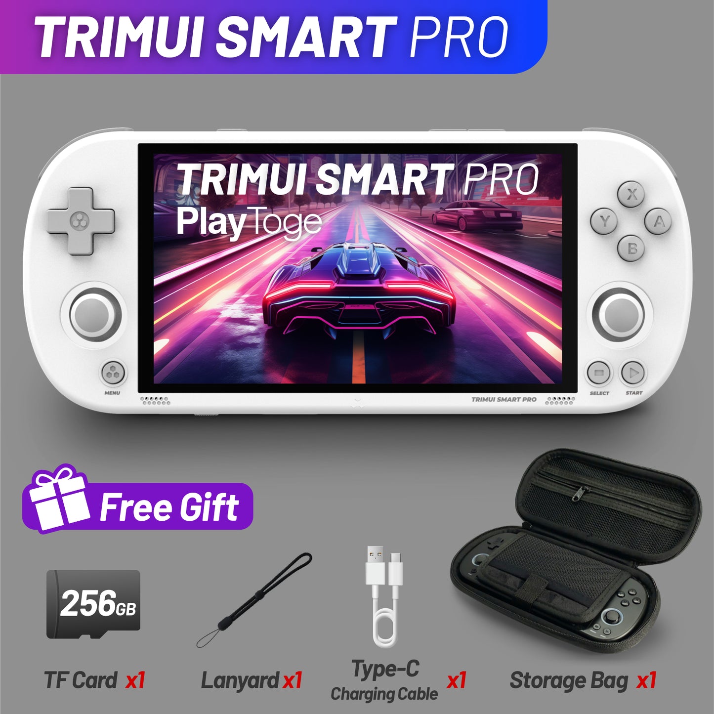 Trimui Smart Pro, Handheld Game Console, 4.96 Inch IPS 1280x720 Screen, 5000mAh 6+Hours Battery, Support Wireless Network