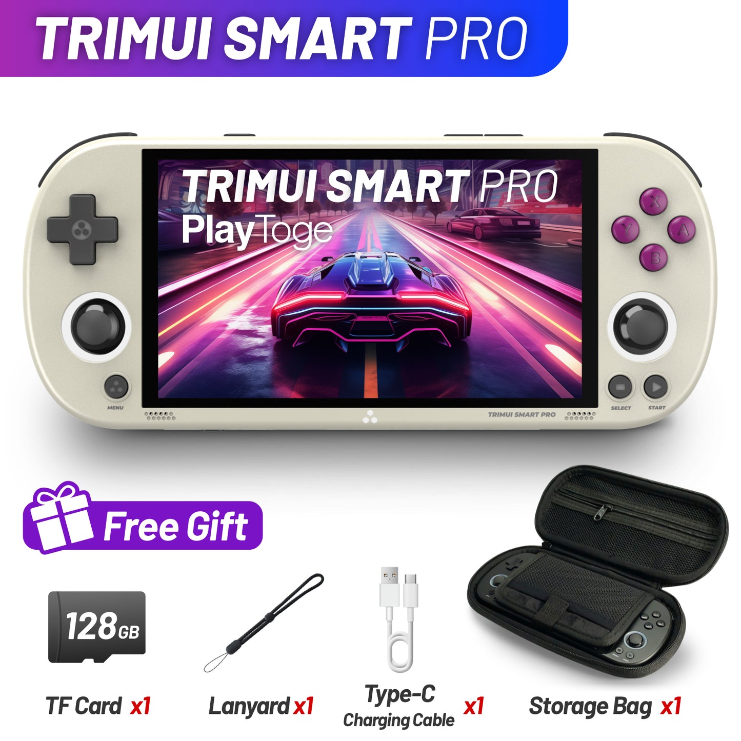 Trimui Smart Pro, Handheld Game Console, 4.96 Inch IPS 1280x720 Screen, 5000mAh 6+Hours Battery, Support Wireless Network